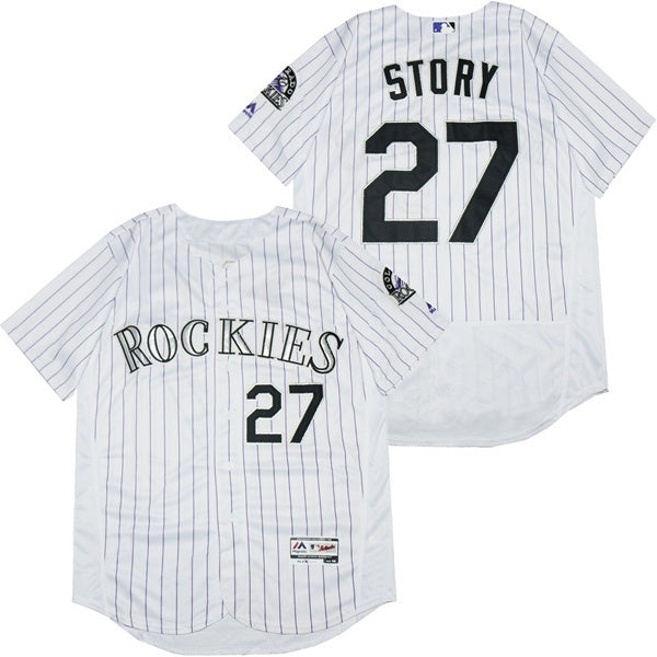 Colorado Rockies #27 Trevor Story White Purple 27 Elite