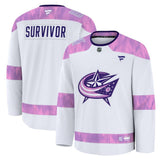 Columbus Blue Jackets Fanatics Hockey Fights Cancer Practice Jersey - White