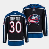 Columbus Blue Jackets #30 spencer martin reverse retro black
