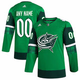 Columbus Blue Jackets adidas 2023 St. Patrick's Day Primegreen Authentic Custom Jersey - Kelly Green