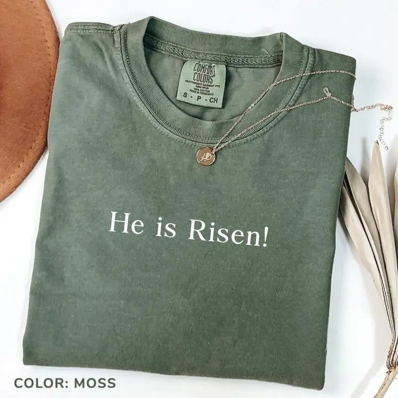 Comfort Colors He is Risen Shirt, Jesus Easter T-Shirt, Easter Gift, Christian TShirt, Religious Shirt, He is Risen Tee, Easter Bible Verse Tee