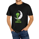 Comfy Men's Alien Pattern Cotton T-shirt - Casual Stretch Round Neck Tee for Summer Made in USA