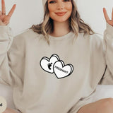 Conversation Heart Pregnant And Baby Foot Print Sweatshirt, Valentine's Day Sweater, Pregnancy Reveal Shirt, New Mom Sweat, Mom To Be Sweashirt