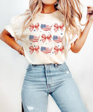 Coquette American Flag, Coquette Bow, 4th of July sublimation, America Tshirt