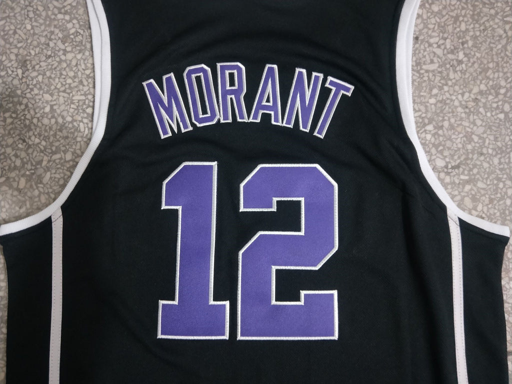 Crestwood Knights #12 Ja Morant Ja - High School 12 Black Embroidered Jersey Style 2