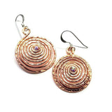 Crystal Embedded Copper Spiral Hoop Earrings