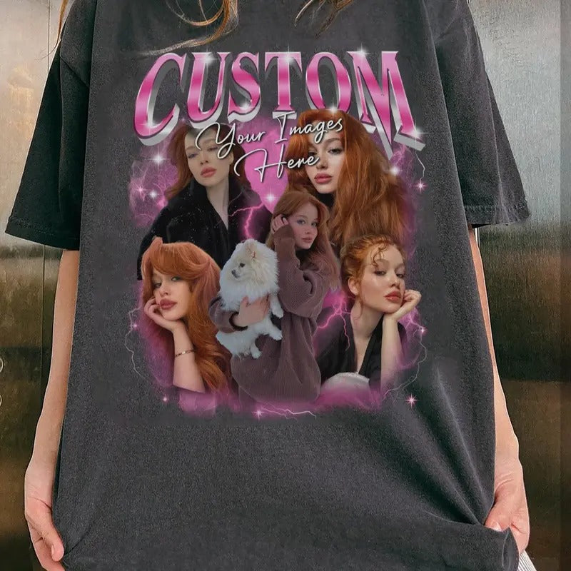 Custom Girl friend T-Shirt, Shirt With Girlfriend Face, Custom Photo Vintage Shirts, Custom Your Own Picture Idea, Top Womenswear Crewneck