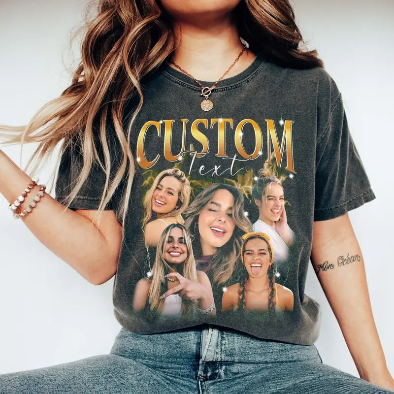 Custom Graphic Photo Vintage Washed Shirt, Family Bootleg Graphic Shirt, Personalize Bootleg Custom, Bachelor Party, Graduation Gift Idea