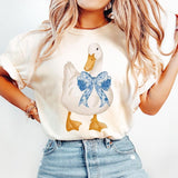 Cute Coquette Goose Shirt, Goose Lover Tee, Coquette Floral Girly Goose T-shirt