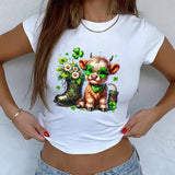 Cute Highland Cow Wearing St Patricks Day Sunglasses Baby Tee