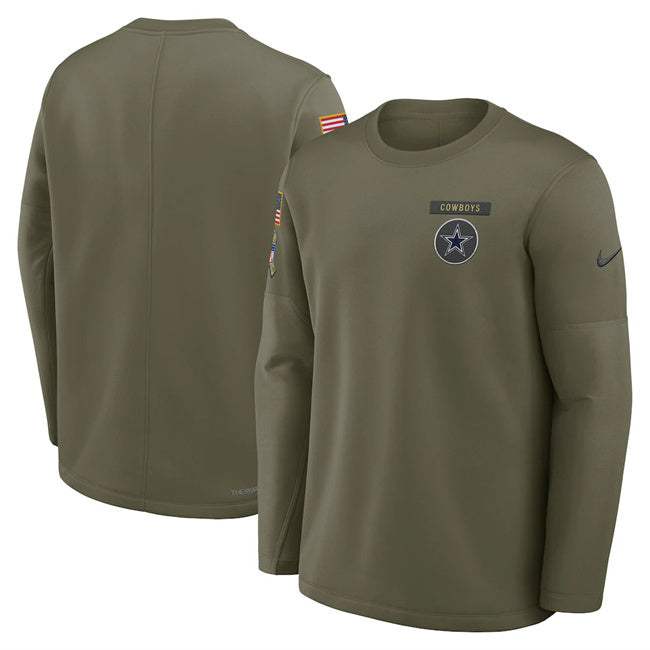 Dallas Cowboys Olive 2025 Salute to Service Sideline Coaches Therma-FIT Long