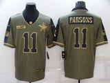 Dallas Cowboys #11 Micah Parsons 21 Salute Gold Text 098