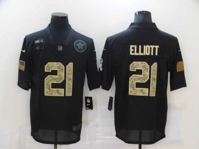 Dallas Cowboys #21 Ezekiel Elliott 20 Salute Camo Text 647