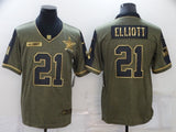 Dallas Cowboys #21 Ezekiel Elliott 21 Salute Gold Text 5912