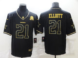 Dallas Cowboys #21 Ezekiel Elliott Black Retro Gold 815
