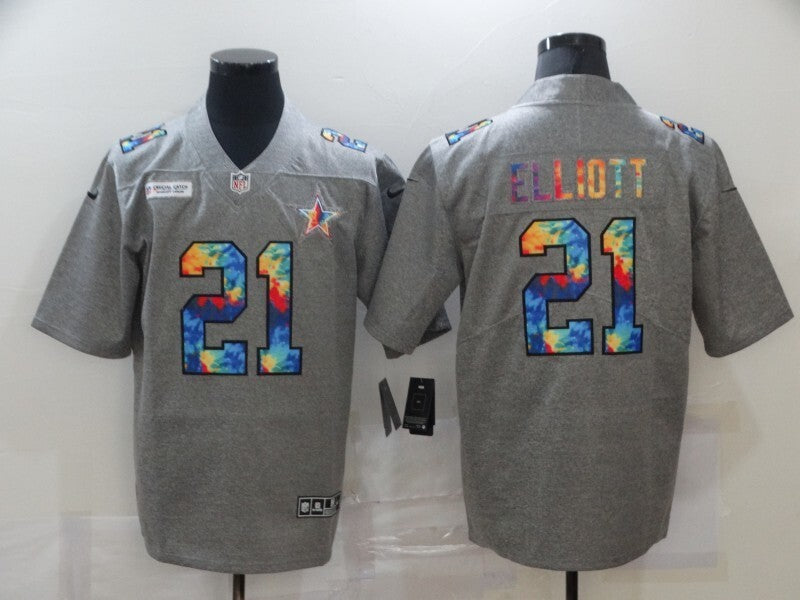 Dallas Cowboys #21 Ezekiel Elliott Hemp Gray Rainbow 037
