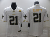 Dallas Cowboys #21 Ezekiel Elliott White Retro Gold 158
