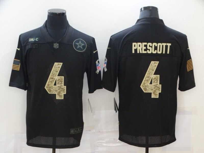 Dallas Cowboys #4 Dak Prescott 20 Salute Camo Text 590
