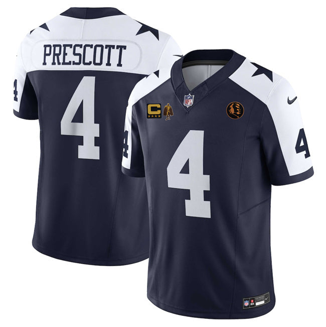 Dallas Cowboys #4 Dak Prescott Navy 2025 F.U.S.E. With John Madden Patch, Walter
