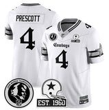 Dallas Cowboys #4 Dak Prescott White 2025 F.U.S.E. With John Madden Patch &