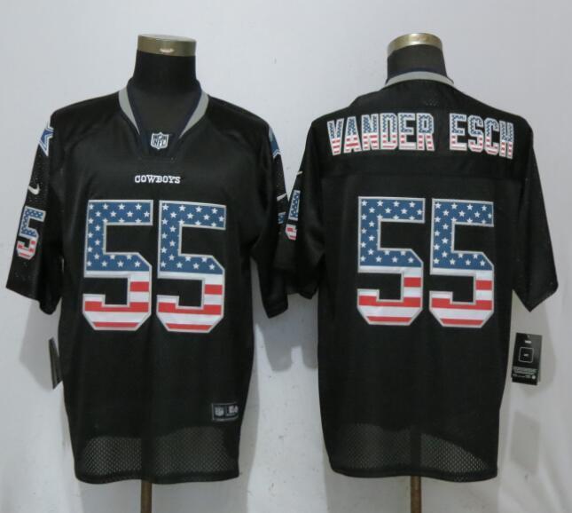 Dallas Cowboys #55 Leighton Vander Esch USA Flag Fashion Black Elite Jerseys