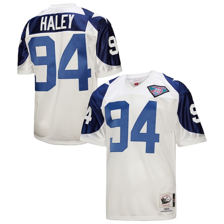 Dallas Cowboys #94 Charles Haley White 1994 Mitchell & Ness