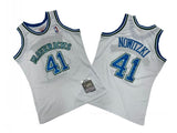 Dallas Mavericks #41 Dirk Nowitzki Mavericks 41 # White 98-99 Season Mitchell Retro Jersey