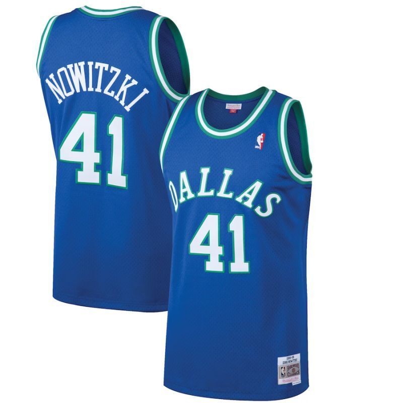 Dallas Mavericks #41 Dirk Nowitzki m&n jersey blue