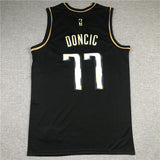 Dallas Mavericks #77 Luka Doncic New Black Gold Style 1