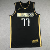 Dallas Mavericks #77 Luka Doncic New Black Gold Style 2