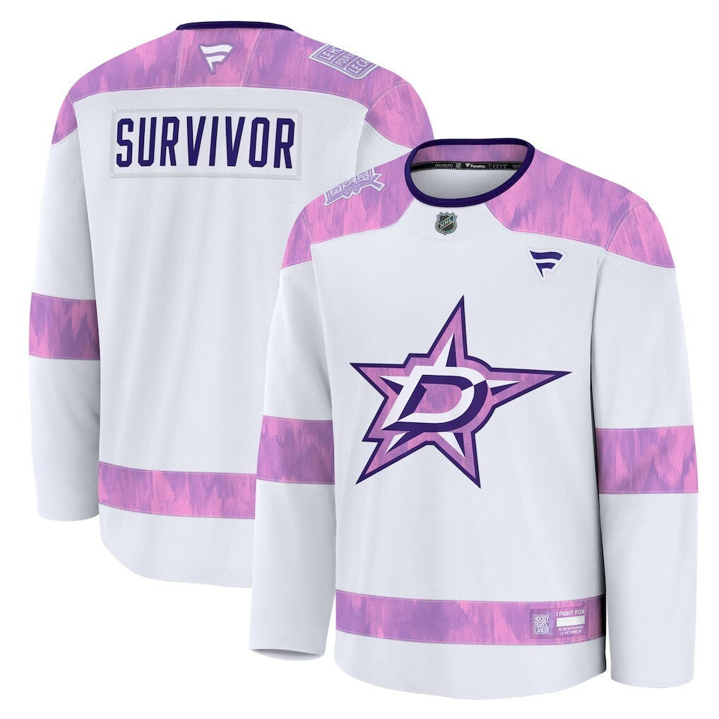 Dallas Stars Fanatics Hockey Fights Cancer Practice Jersey - White