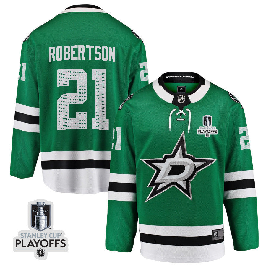 Dallas Stars #21 Jason Robertson 2024 NHL Playoffs Patch Home Jersey