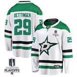 Dallas Stars #29 Jake Oettinger 2024 NHL Playoffs Patch Away Breakaway Jersey