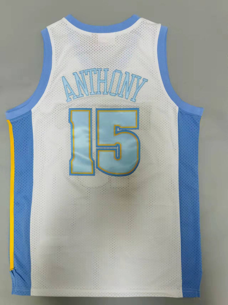 Denver Nuggets #15 Anthony throwback jersey white Style 3