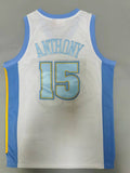 Denver Nuggets #15 Anthony throwback jersey white Style 3