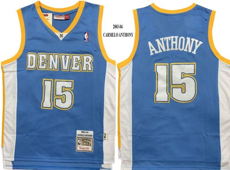 Denver Nuggets #15 Carmelo Anthony Nuggets 15 # Anthony Blue 2003-04 Classic Retro Jersey Style 3