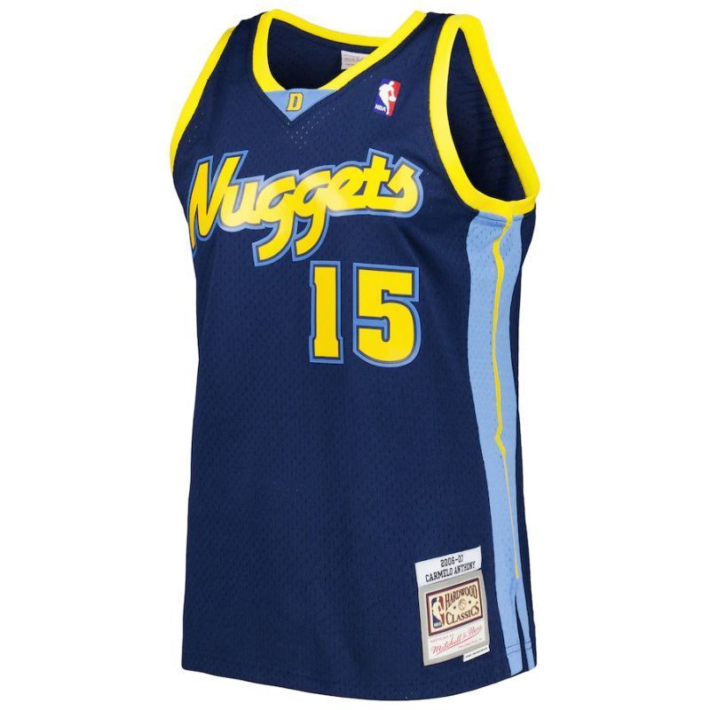 Denver Nuggets #15 Carmelo Anthony Nuggets 3 # Iverson mitchell&ness Retro Black Jersey Style 2