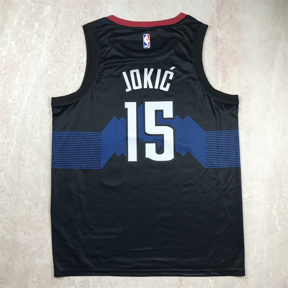 Denver Nuggets #15 Nikola Jokic Hot Press Nuggets 15 Black City S-XXL Style 1
