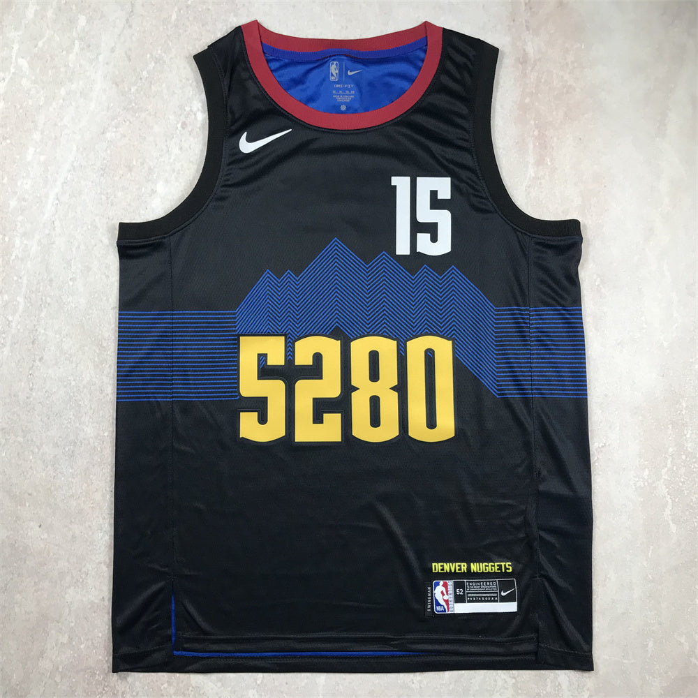 Denver Nuggets #15 Nikola Jokic Hot Press Nuggets 15 Black City S-XXL Style 2