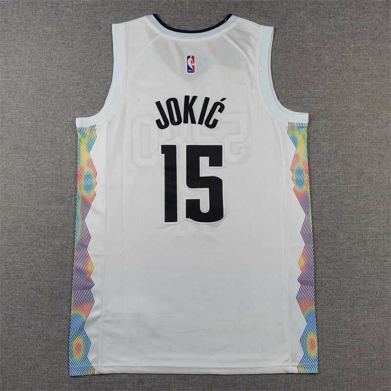 Denver Nuggets #15 Nikola Jokic Nuggets 15 White City Edition s-xxl Style 1