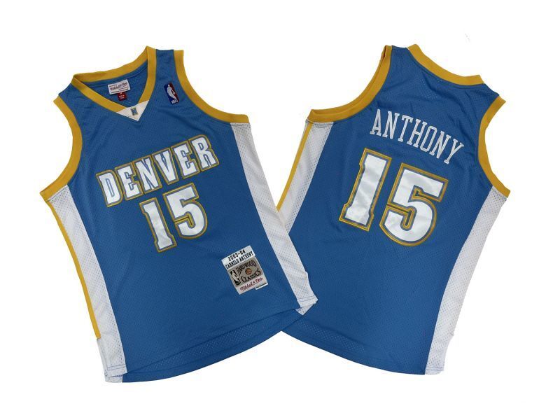 Denver Nuggets #15 Nikola Jokic Nuggets 15 # Light Blue 03-04 Season Mitchell Retro Mesh Jersey --. Anthony Style 1