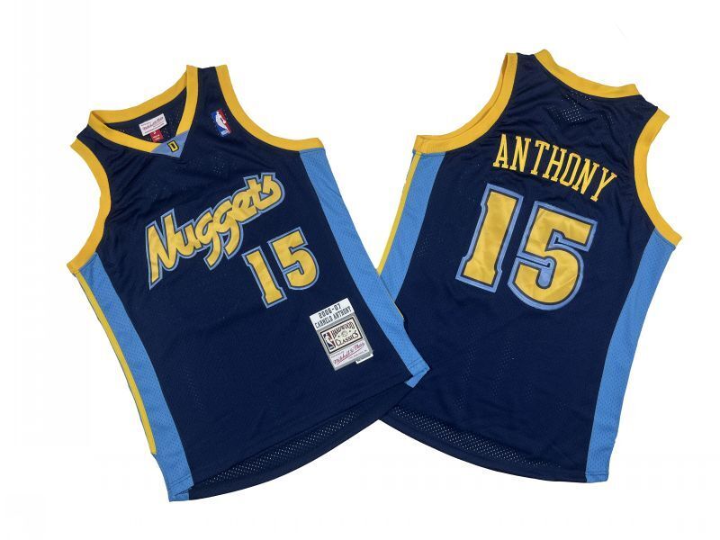 Denver Nuggets #15 Nikola Jokic Nuggets 15 # Navy 06-07 Season Mitchell Retro Mesh Jersey --. Anthony Style 2