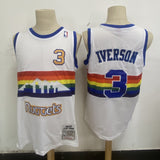 Denver Nuggets #3 Allen Iverson Nuggets 3 # Iverson White Premium Mesh Jersey Style 2