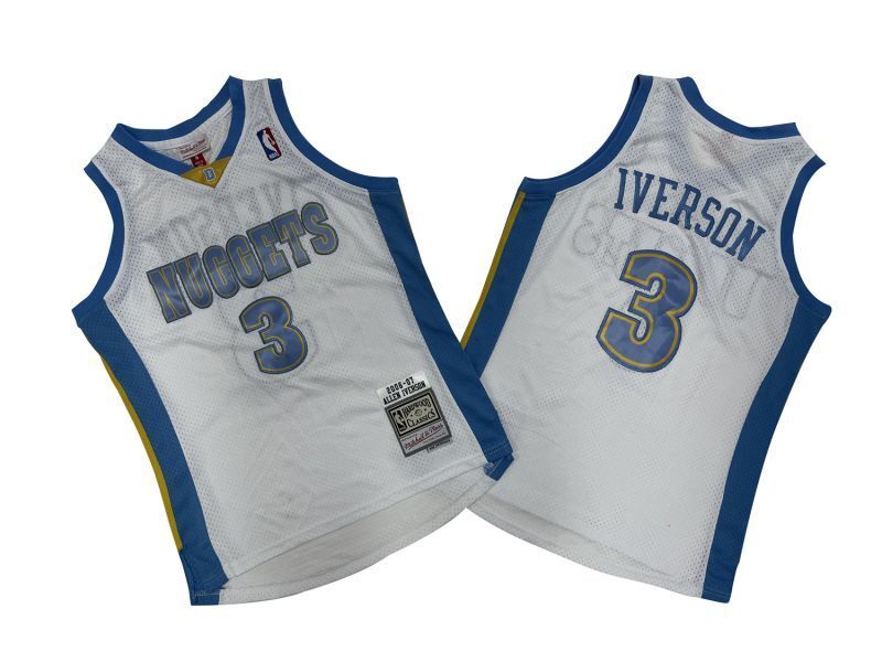 Denver Nuggets #3 Allen Iverson Nuggets 3 # White 06-07 Season Mitchell Retro Mesh Jersey -- Allen . Iverson Style 1