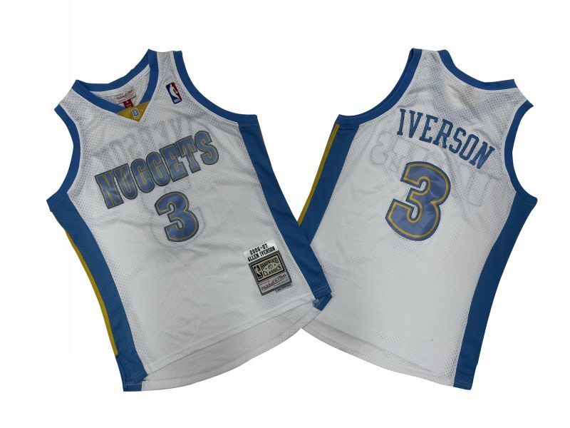 Denver Nuggets #3 Allen Iverson Nuggets 3 # White 06-07 Season Mitchell Retro Mesh Jersey -- Allen . Iverson Style 2