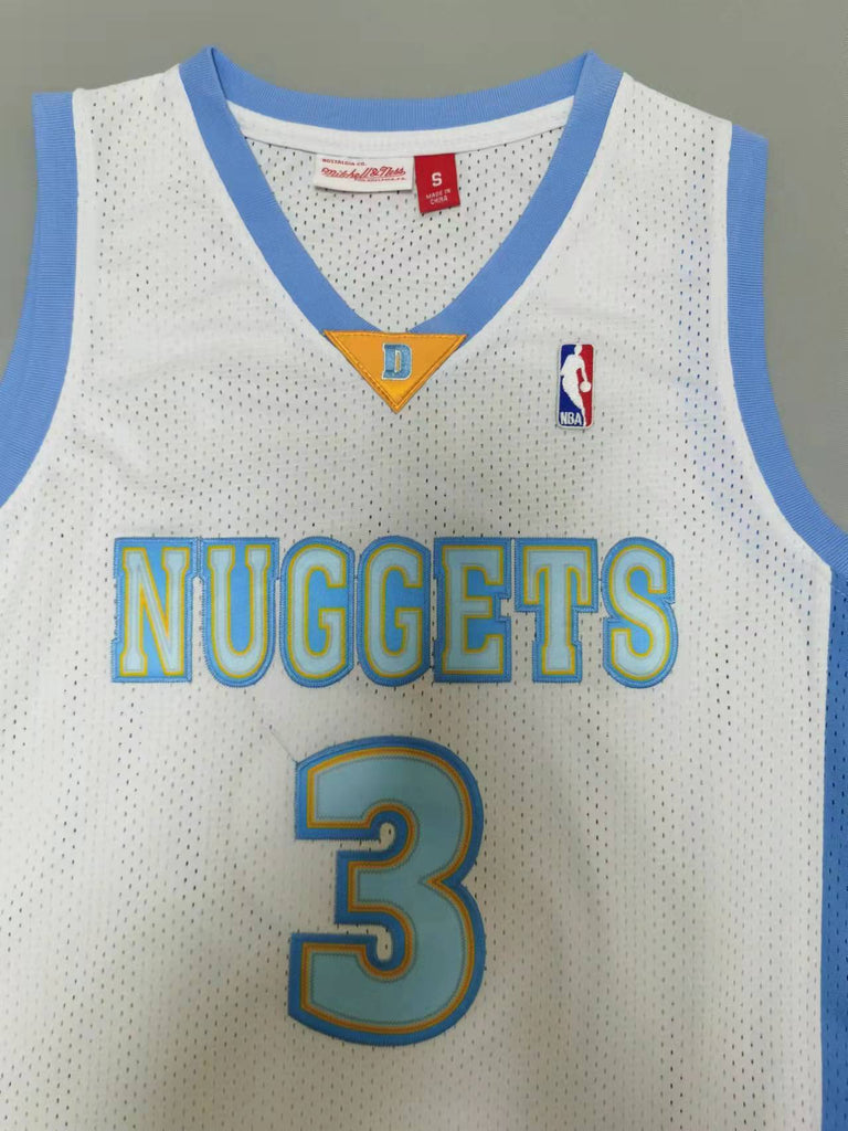 Denver Nuggets #3 Iverson throwback jersey white Style 1