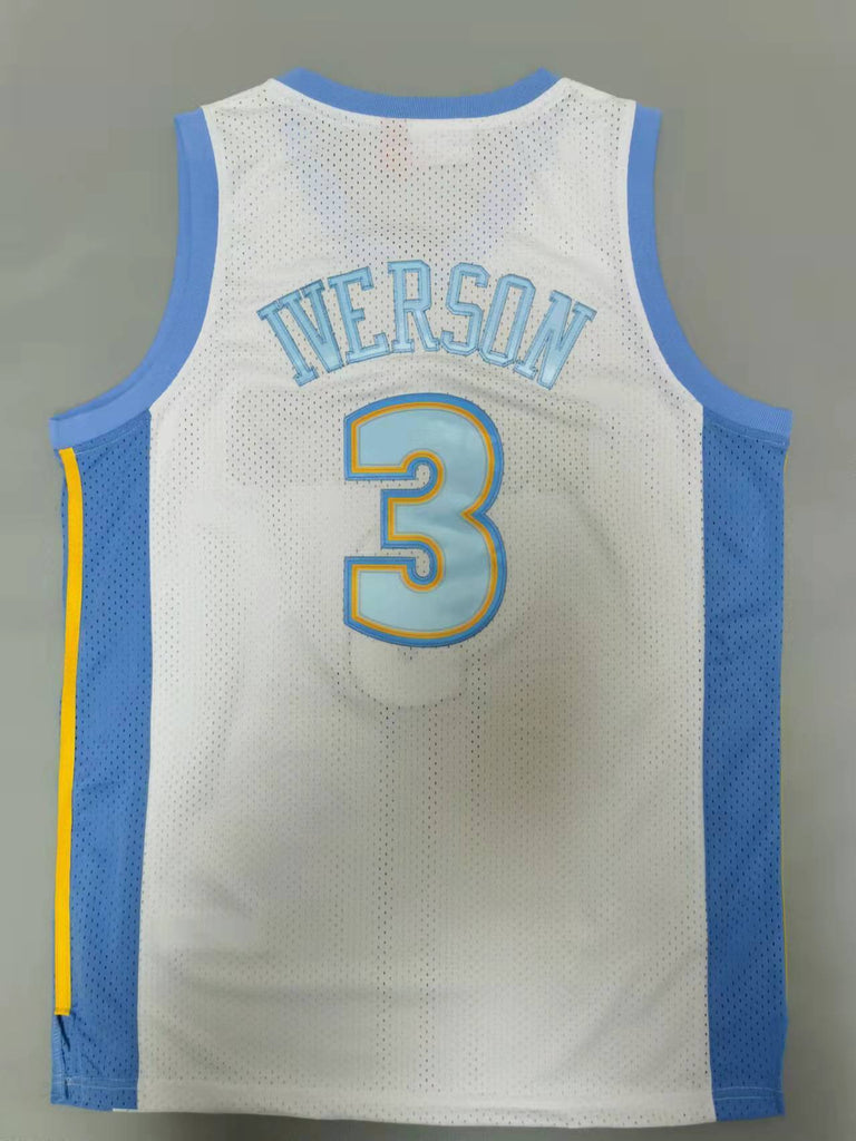 Denver Nuggets #3 Iverson throwback jersey white Style 2