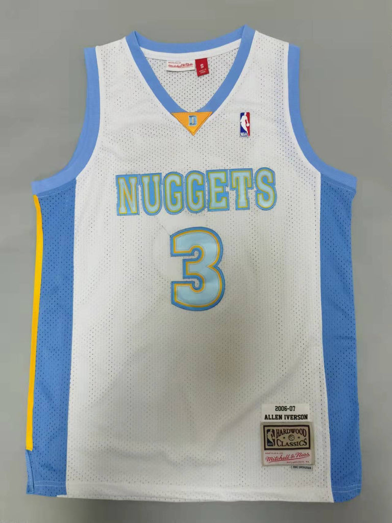 Denver Nuggets #3 Iverson throwback jersey white Style 4