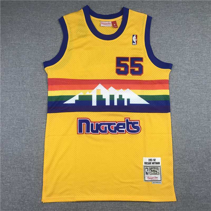 Denver Nuggets #55 Dikembe Mutombo Nuggets 55 Retro Yellow Edition Style 4
