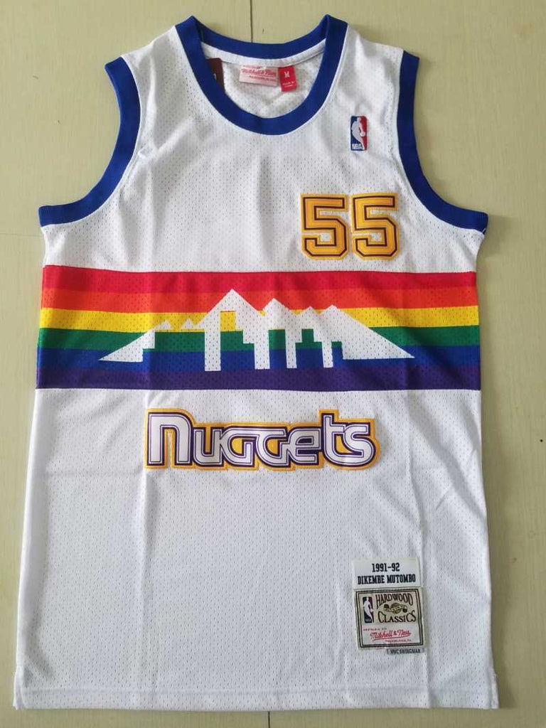 Denver Nuggets #55 Dikembe Mutombo Nuggets 55 White s-xxl Style 4